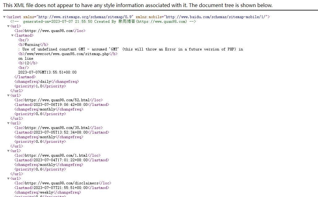 图片[2]-WordPress纯代码自动生成sitemap.xml网站地图-免插件-泉雨博客